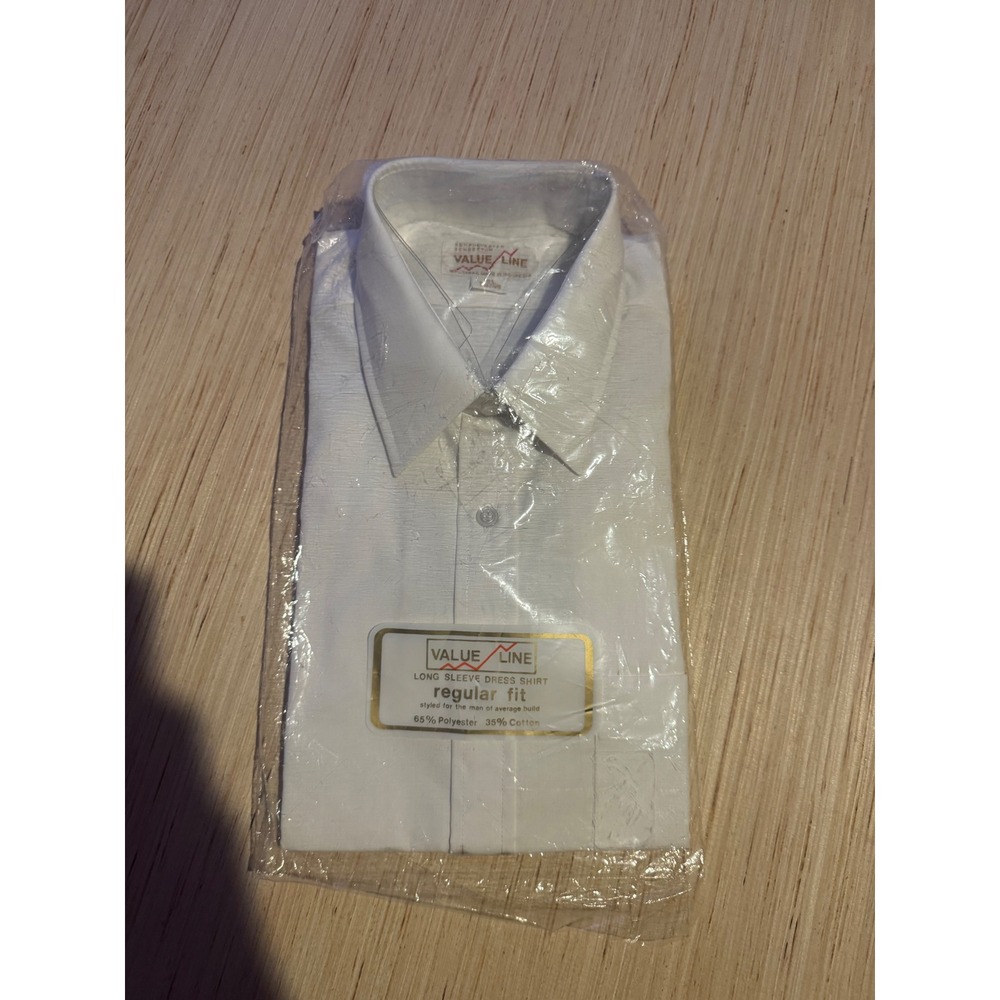 Value Line Mens White Long Sleeve Dress Shirt Regular Broadcloth 16L 34/35 44
